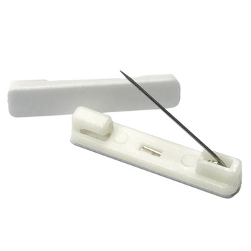 50 White Safety Pin Bar w/ Adhesive ID Badge Crafts